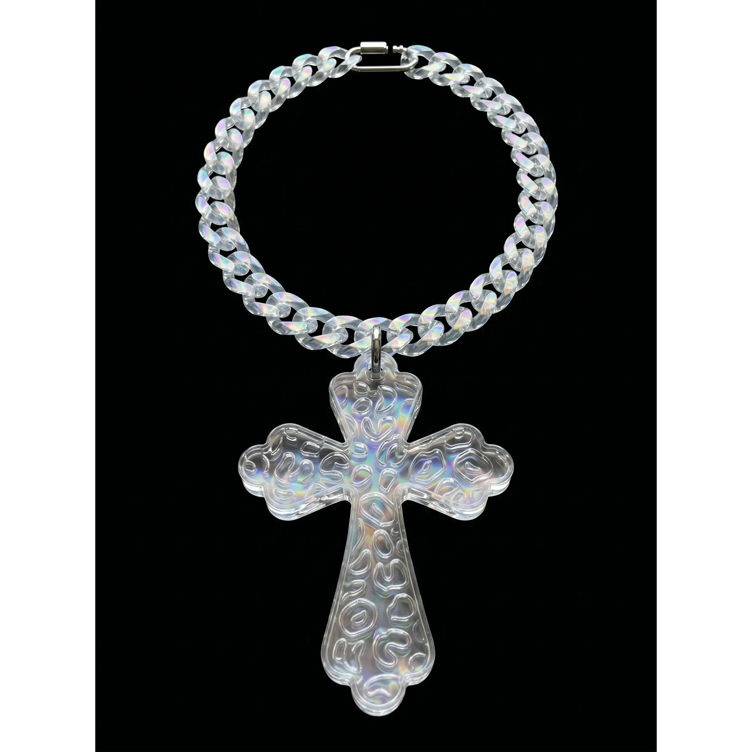 Saint No. 001 Clear Cross Jewelry Necklace, Fashion Accessory