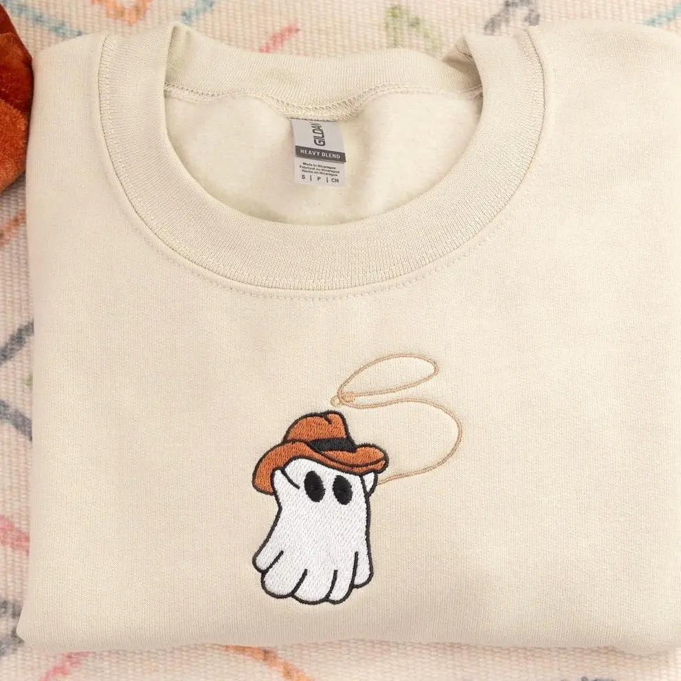 Ghost Cowboy Sweatshirt, Boo Haw Halloween Crewneck home