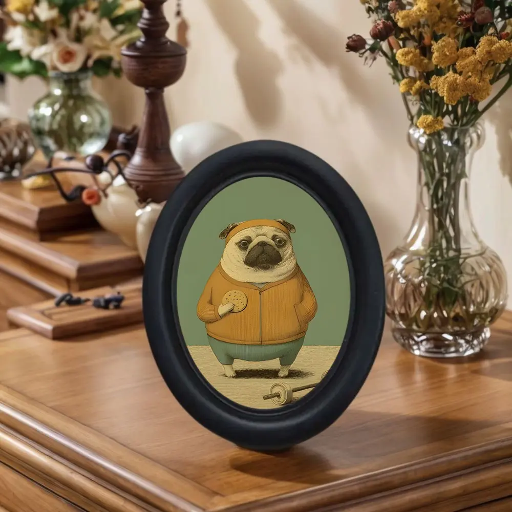 Vintage Design Oval Frame Bulldog Wall Decor, Unique Fun Living Room Wall Decoration, American Vintage Wall Art, Decorative Artwork, Funny Bedroom Wall Hanging, Decoration Items