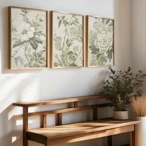 3pcs optional wooden frames, Wood Wall Art, Bohemian abstract Nordic plant flower canvas posters - modern living room murals, interior decoration, canvas murals, Bohemian style, durable materials, decorative prints, Decorative Artwork, home decor