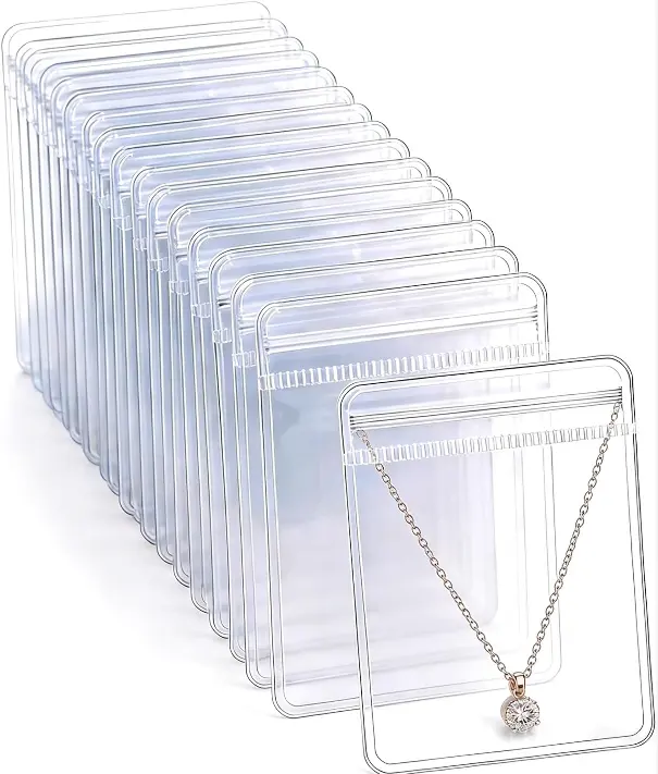 100pcs PVC Transparent Ziplock Bag, Clear Jewelry Bag, Dustproof Anti-Oxidation Pocket, For Packaging Jewelry Earrings Rings Necklaces Bracelets Pendants Mini Items