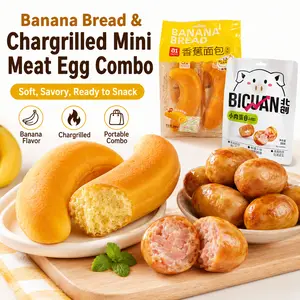 Banana Bread & Charcoal Grilled Mini Meat Balls Combo Pack – Moist Sweet Banana Loaf + Smoky Bite-Sized Pork/Chicken Meatballs, Individually Wrapped High Protein Snack Duo for Lunch Box, Office, Party & On-the-Go
