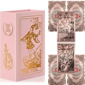 Deluxe Pink Foil Tarot Deck with Reading Tips Card Layouts and Meanings for Enchanting Divination Includes Detailed Guidance and Symbolic Interpretations