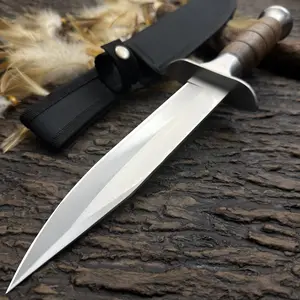 Exquisite outdoor straight knife, with a stainless steel blade and a wooden handle,Multi-functional outdoor knife, outdoor hiking knife, multi-functional kitchen knife, men's gift