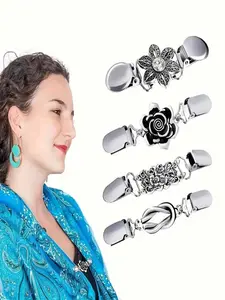 Vintage Style Sweater Button Set, Waistcoat and Shawl Collar Buttons, Easy Use, Floral Pattern, Suitable for Women and Girls, All Seasons, Flower Brooch