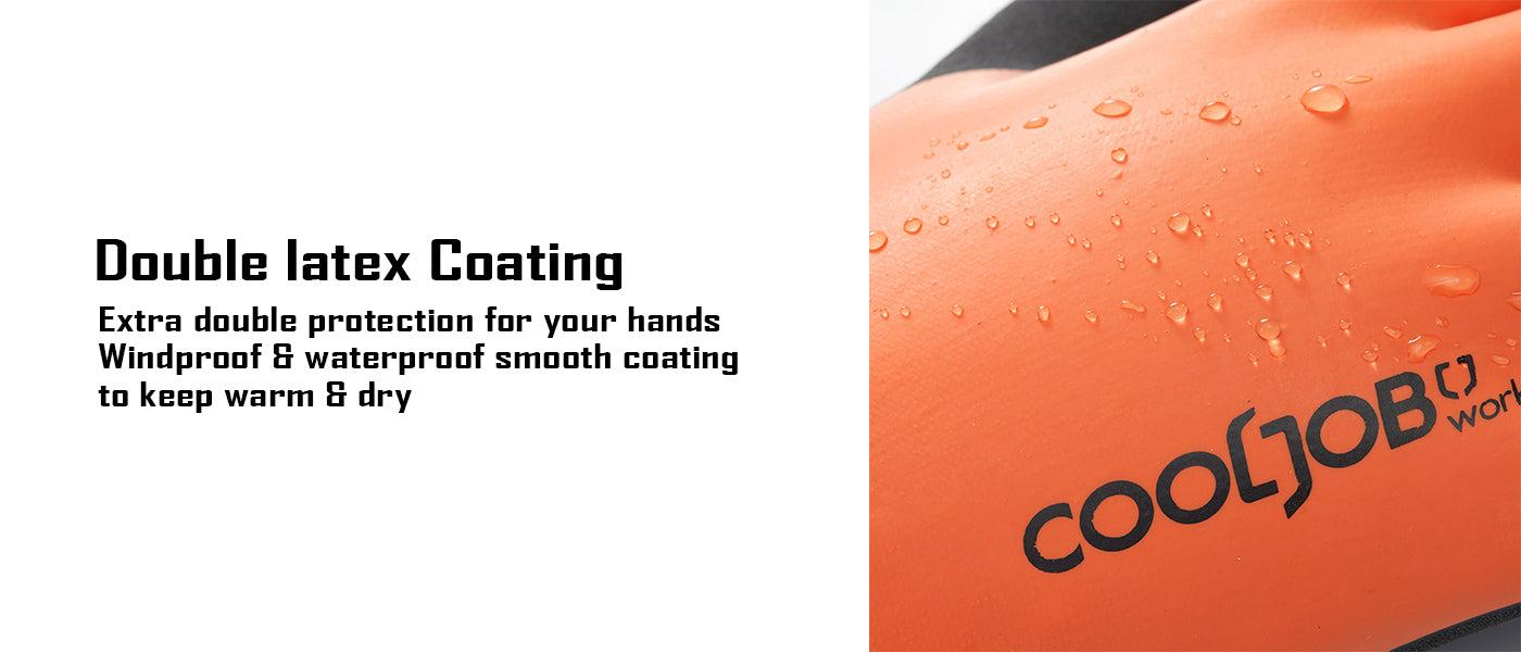 COOLJOB Waterproof Winter Freezer Gloves, Double Coated Rubber Safety Work Gloves(Orange)