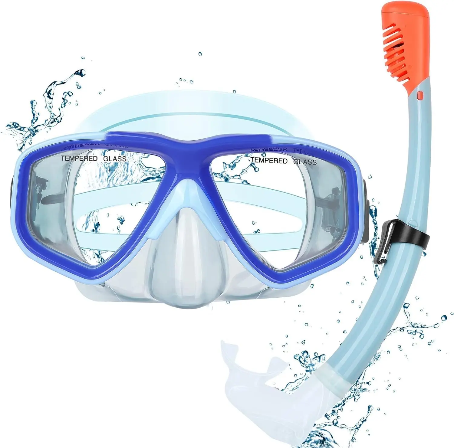 Youth Snorkel Set for Ages 7-16, Snorkeling Gear for  with Panoramic View Mask Anti-Fog Anti-Leak Full Dry Top Snorkel Fins Travel Bag for Swimming Diving