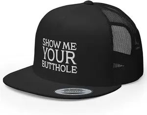 Show Me Your Butth0le Premium Trucker Hat Flat Bill High Crown Adjustable Funny Cap