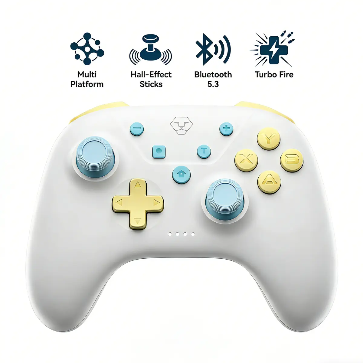 AOLION ROCOCO Wireless & Wired Hall-Effect Sticks Game Controller - Adjustable Cable, Aesthetic Ergonomic Grip, Lightweight, Bluetooth, Turbo Function, Smartphone Accessory for Switch, PC, iOS, Android (Not for PlayStation/Xbox)