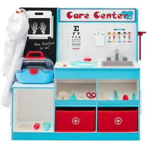 Best Choice Products Pretend Play Doctor's Office, Wooden Toy Set for Kids w/ Carrying Case, Accessories Included