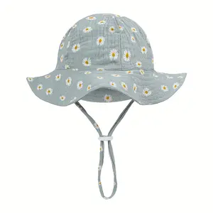 1pc Spring Summer Boys fisherman's Hats Adjustable Daisy Rainbow Heart Bucket Gauze Caps Fashion 0-12m Print Sunhats