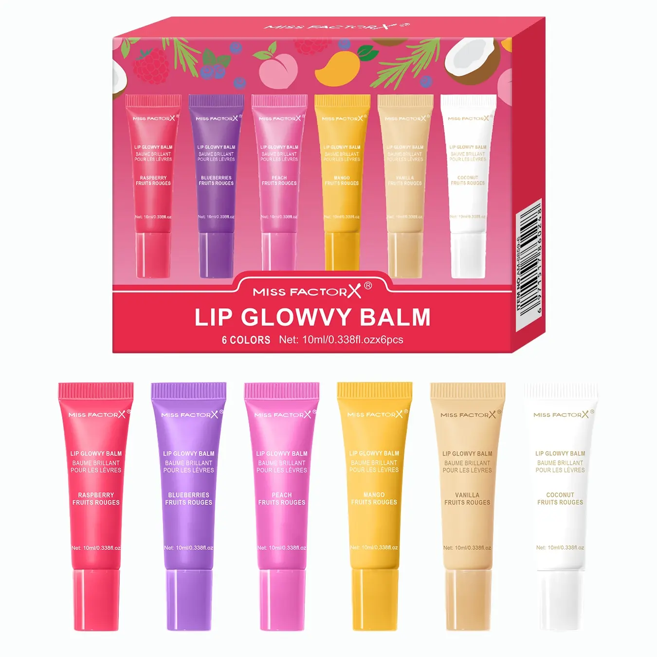 6-Piece Fruit Flavor Lip Gloss Set, Moisturizing Lip Oil, Long Lasting Glossy, Glossy Hydration, Suitable for Dry Lips, Best Gift for Women, Hydrating Glossy Lipgloss, Friday Christmas