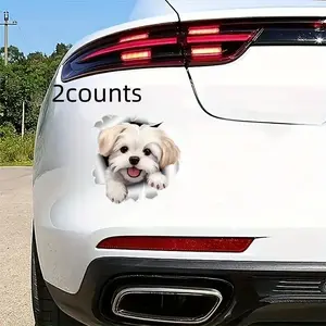2 Pack 3D Dog Stickers, Multifunctional Wall Car Laptop Decals, Decorative Adhesive Patches for Home Office Vehicle Decoration, Sticker For Cars