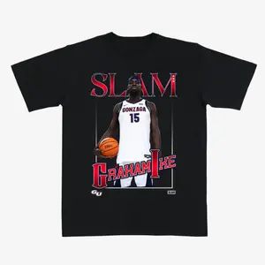 Graham Ike Gonzaga Slam Graphic T-Shirt – Basketball Tee, Zags Player Print, Vintage College Streetwear Fan Shirt