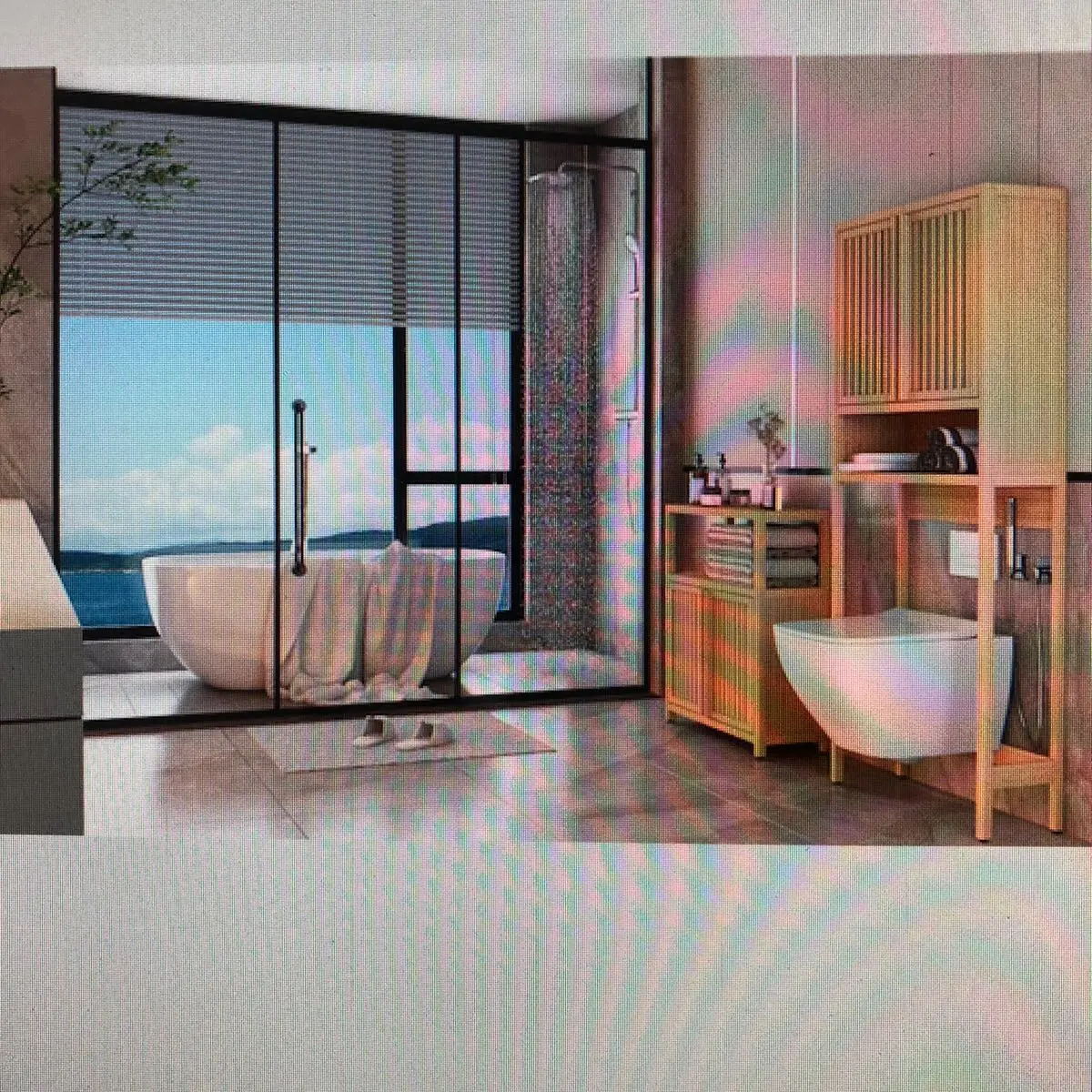 Large capacity bamboo storage cabinet furniture for bathroom living room bathroom bamboo storage cabinet with shelves