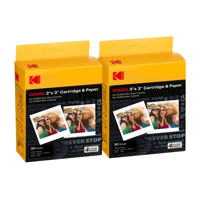 KODAK 4PASS Film Cartridge (3x3 inches) for KODAK Mini 3 Retro and Mini Shot 3 Retro, 60 Sheets Camera Square