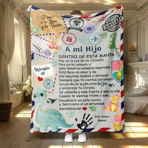Spanish Mom Letter Print Blanket, Soft Flannel Throw For Thanksgiving Gift, Multi-Purpose Use, Perfect For Nap Time, 1 Piece, Slogan Print Blanket,Mother's Day Gift, Birthday Gift, Gift For Her, Gift For Him