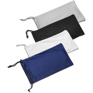 4-Pack Microfiber Glasses Cleaning Pouches – Soft Drawstring Storage Bags for Sunglasses & Gadgets
