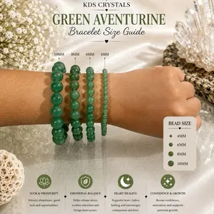 Green Aventurine Bracelet, Natural Crystal Bead Bracelet, 4mm 6mm 8mm 10mm Stone Bracelet, Heart Chakra Jewelry, Lucky Bracelet