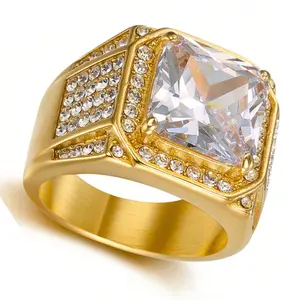 14K Gold Hip Hop Men’s Nugget Ring with Stone Accents | Bold Wedding Style