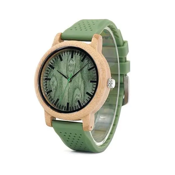 Sapaspur Heritage Quartz Round Luminous Wood Classic Analog Men's Wrist Watch - Green Edition