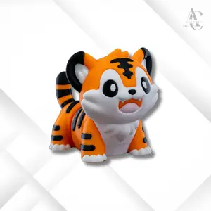 Mini Playful Tiger – Cute 3D Printed Tiger Figurine & Keychain | Jungle Animal Desk Toy | Wildlife Gift | Tiny Tiger Decor