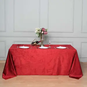 Premium Velvet Rectangle Tablecloth 90"x132" Red - Soft Textured Feel Reusable Seamless Table Cover
