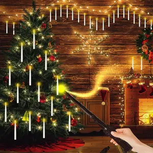 MAMXUAN,Floating Candle with Magic Wand, Battery Required Magic Hanging Candle, Flameless Flickering Warm Light LED Candle, Decor for Wedding, Party, Home Decor Safety Lightweight Ornaments Decoration Plastic