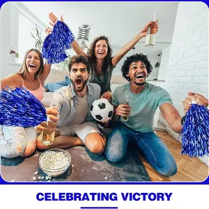 Cheerleading Pom Poms 4Pcs Cheerleading Pom Poms for Kids Adults Non-Fading Metallic Streamer Pompoms Cheerleader Hand Flowers Dancing Team Sports