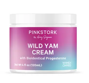 Pink Stork Wild Yam Cream with Bioidentical Progesterone - Unscented Daily Moisturizer for Women's Wellness - 4 fl oz