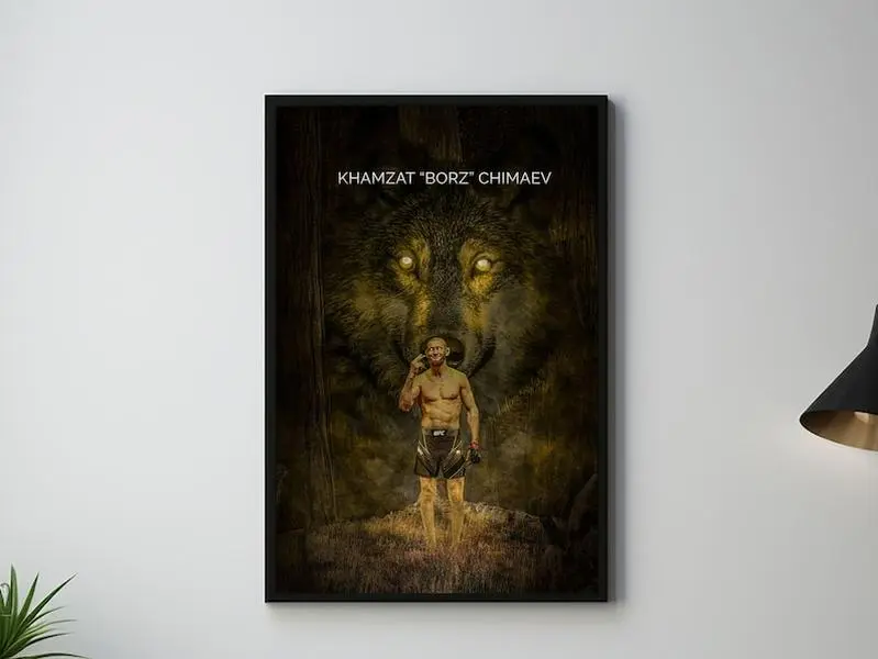 Khamzat Chimaev, Borz, Poster, UFC Poster, Poster Ideas, Fighter Poster, Athlete Motivation, Wall art Decor, ufc 308, mma artwork, fight poster