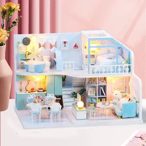 DIY Creative Attic Cottage — "Blue Serenity": A 3D Assembly Model. This makes for an exquisite birthday or holiday gift, as well as an ideal choice for crafting enthusiasts.