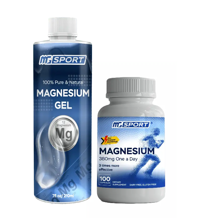 High Absorption Magnesium Supplement (100 Caps) and Magnesium Gel for Leg Cramps