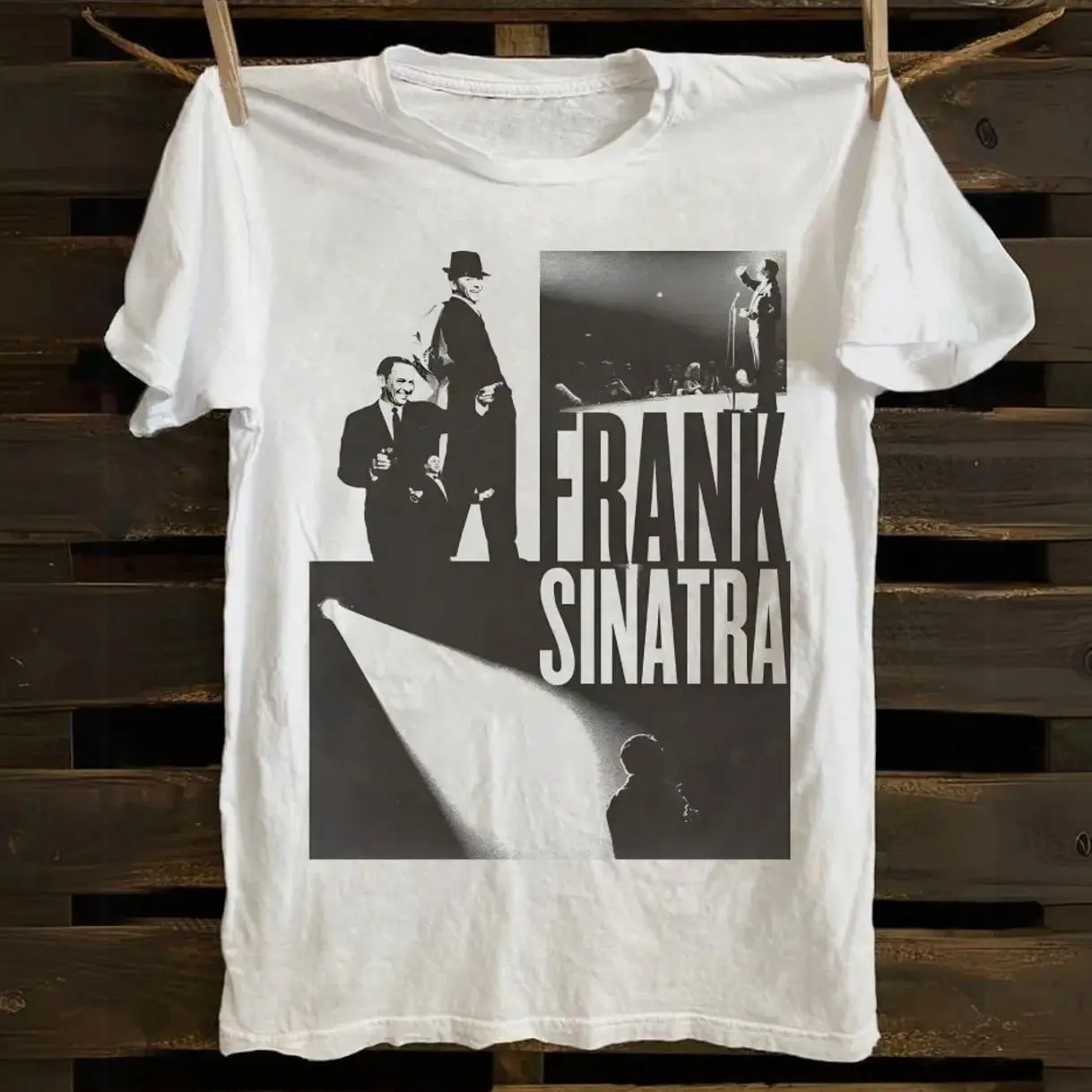 Retro Frank Sinatra Stage Portrait Graphic cotton T-shirt GZK
