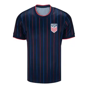 USA Soccer Jersey Navy Blue – Striped Football Shirt, Breathable USA Fan Jersey for Men & Women