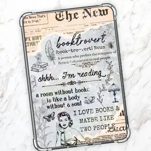 Vintage Newspaper Cardstock Clear Case Insert for Kindle | Smutty Book Lover Gift | Bookish Stickers for Kindle | Booktok Smartphone Aesthetic Cover | Boho Cottagecore eReader Account