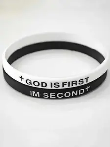 2-pack-GOD IS FIRST BRACELET  I AM SECOND Motivational Message man BRACELET Thin style Religious Easter Gifts Springtok Helloween Stackable Bracelets Bracelet Jewelry