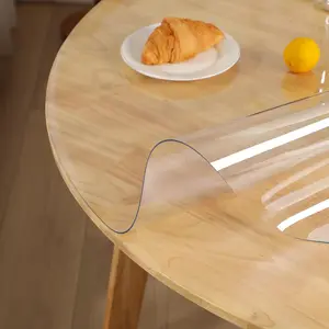 24" Dia Round Clear Table Mat Protector 2mm Thick Plastic Tablecloth Large Clear Vinyl Pad Reuseable PVC Protective Film for Home Restaurant Coffee Bar Hotel