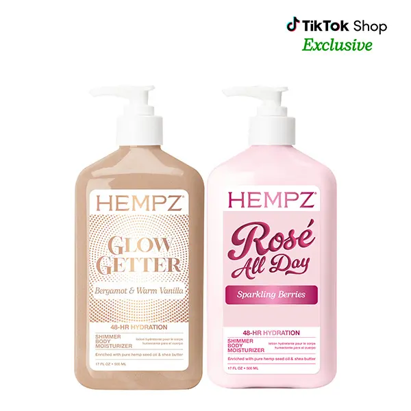 Hempz Exclusive Glow Getter & Rosé All Day Moisturizing Body Lotions with Shimmer Bundle