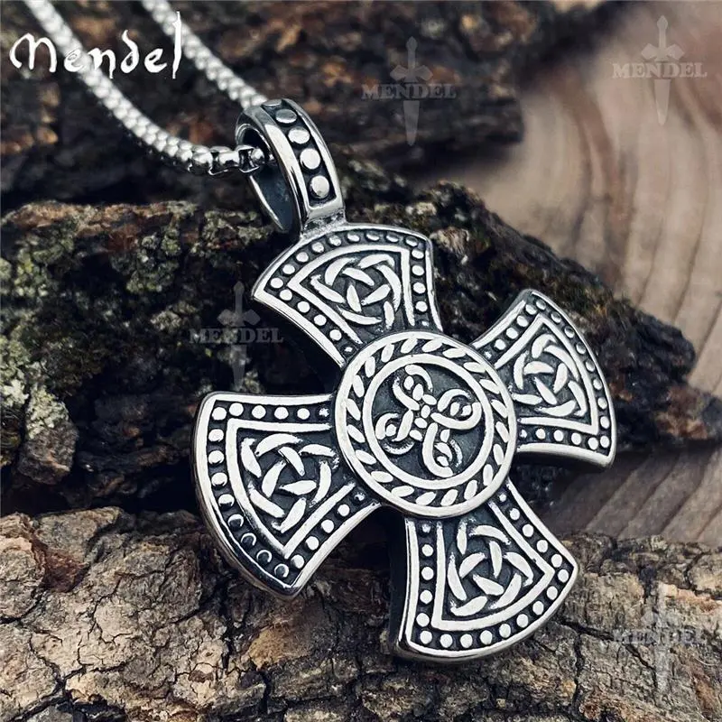Stainless Steel Celtic Trinity Knot Triquetra Cross Pendant Necklace