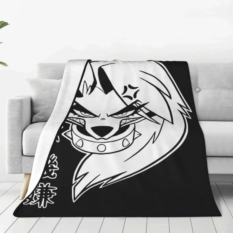 Loona Flannel Blanket Cover - 50*60inch Cozy Aesthetic Celestial Helluva Boss Anime Lightweight Thin Throw Blanket, Wrinkle Resistant, Ideal for Bed, Watch Party, Father's Day Holiday Gifts for Family