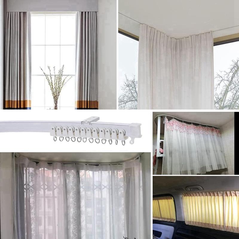 1pc Flexible Bendable Ceiling Curtain Track, Ceiling Mount for Curtain Rail with Track Curtain System, Room Divider, Ceiling Curtain Rod, RV Ceiling Track for Curtains, Curtain Rod Holders
