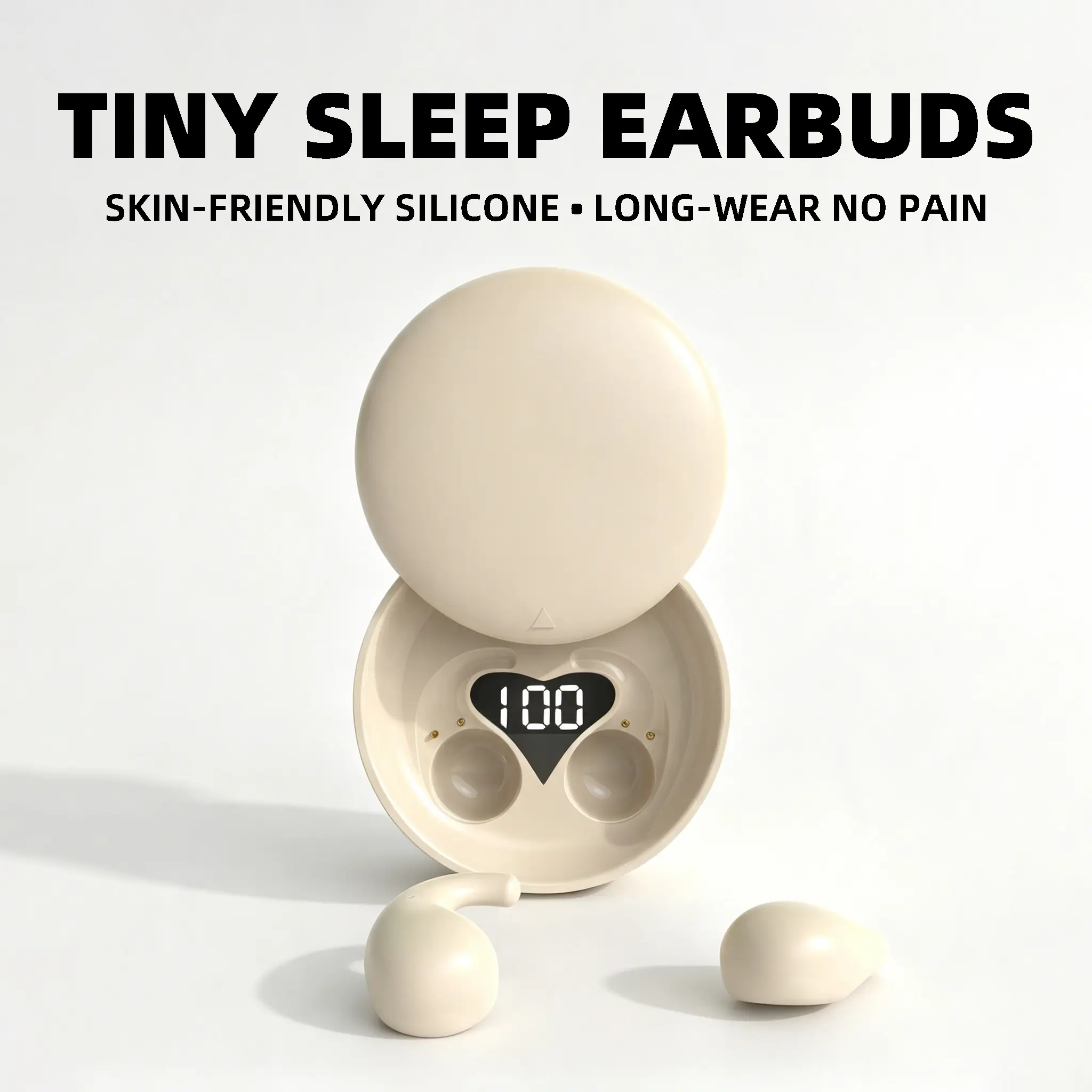 Mini In-Ear Wireless Sleep Earbuds - Ultra-Light Ergonomic Fit, Pain-Free Long-Time Wearing, Ear Pressure-Free Side Sleeping, Soft Audio for Nightly Relaxation Bluetooth Charging Device Headphone Black