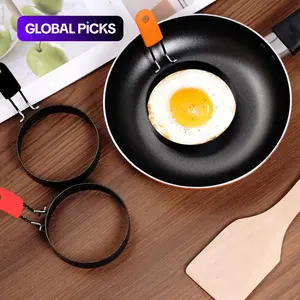 Stainless Steel Egg Ring with Silicone Handle, Non-Stick Round Frying Mold, Perfect Breakfast Tool, Ideal for Outdoor Cooking, Kitchen Cooking Accessories #GLOBAL PICKS