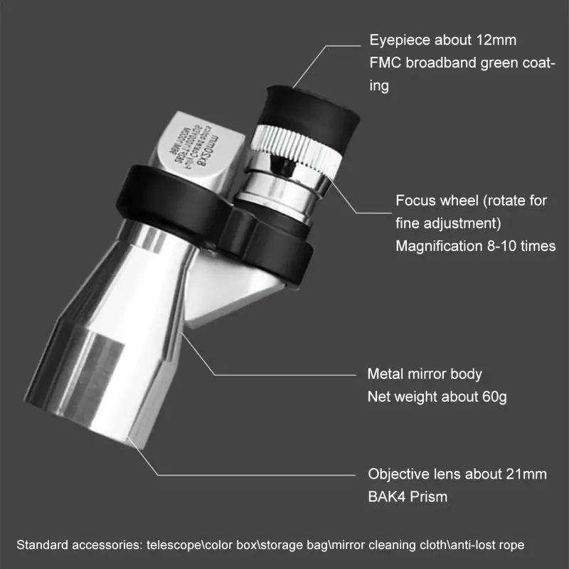 8x20 HD Night Vision Mini Pocket Telescope Compact Portable Monocular Outdoor Travel Camping Hiking Bird Watching High-Definition Optics