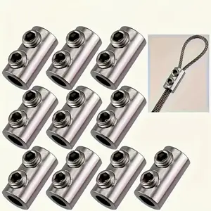 30 pieces of double-hole steel cable locks, 10 sets of adjustable cable clamps, durable and rust-proof, suitable for DIY projects, home decoration and outdoor activities