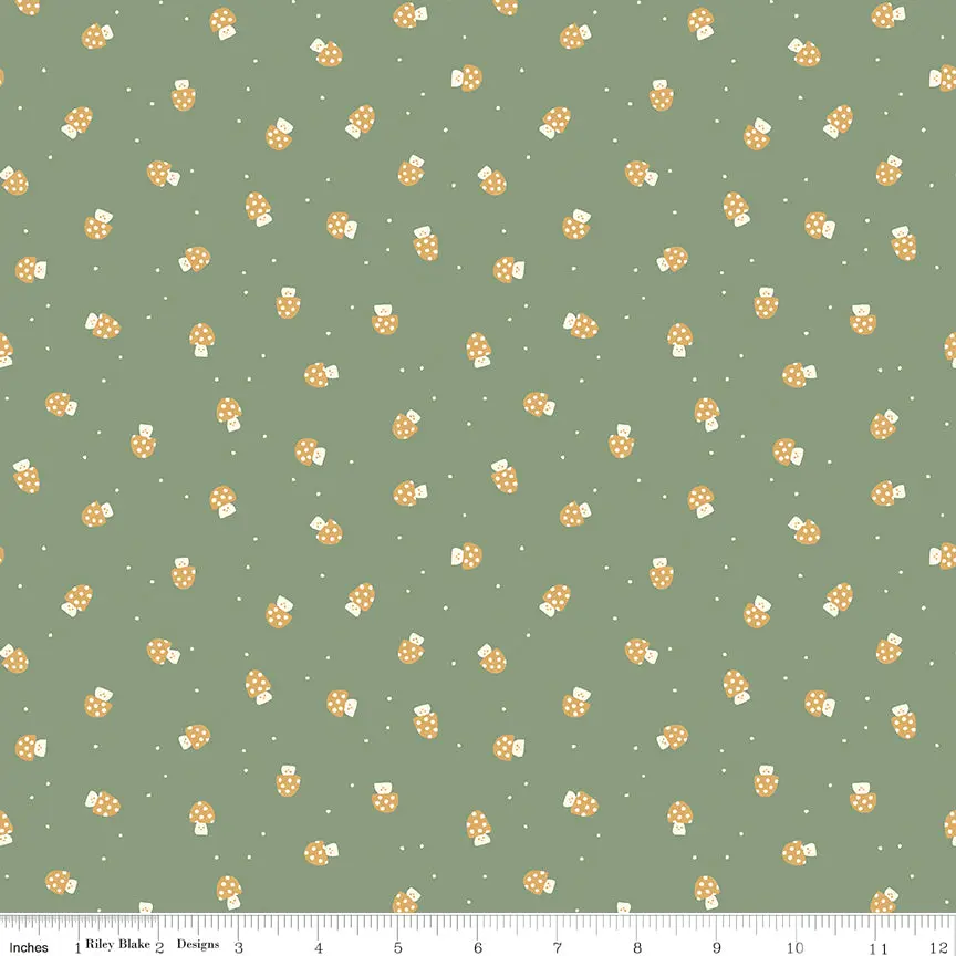 Faraway Kingdom Mushroom Cheer Forest Fabric by the Yard or Fat Quarter | Riley Blake Designs