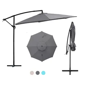 GDY 9.5ft Offset Cantilever Patio Parasol Hanging Patio Outdoor Umbrella-With Sandbag Base, Adjustable For Commercial & Residential Use Heavy Duty