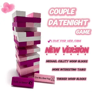54 Pcs Super Naughty Block Tower Game, Valentine Tumbling Wooden Tower Stacking Blocks, Date Night Games & Fun Couple Activities, Stacking Wooden Block Game for Lover.gift giving among adults