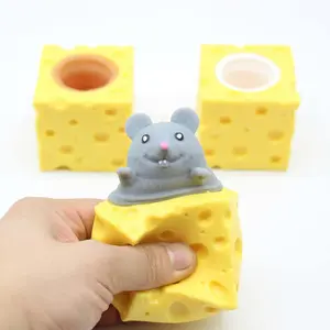 Squishy Cheese Fidget Rat Squishy Mouse Cheese Squeeze Toys Rat in Cheese Pop Up Fidget Squeeze Stress Relief Toys Cheese Mice Miniatures, 3pcs